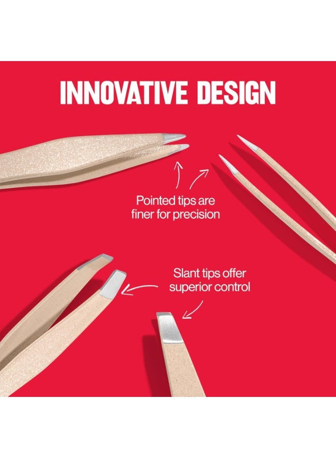 Revlon Designer Series Mini Tweezer Set, Hair Removal Tool Kit with Slant & Point Tips, Made with Stainless Steel, Stocking Stuffer for Women, 1 Count - Image 4