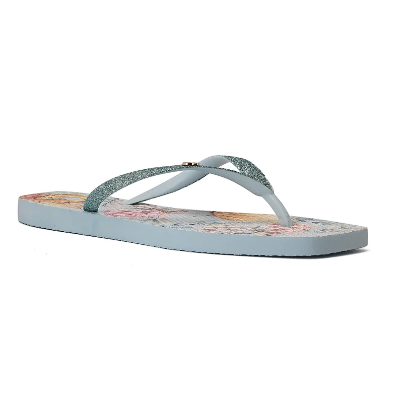 Baby Blue Printed Flip-Flops