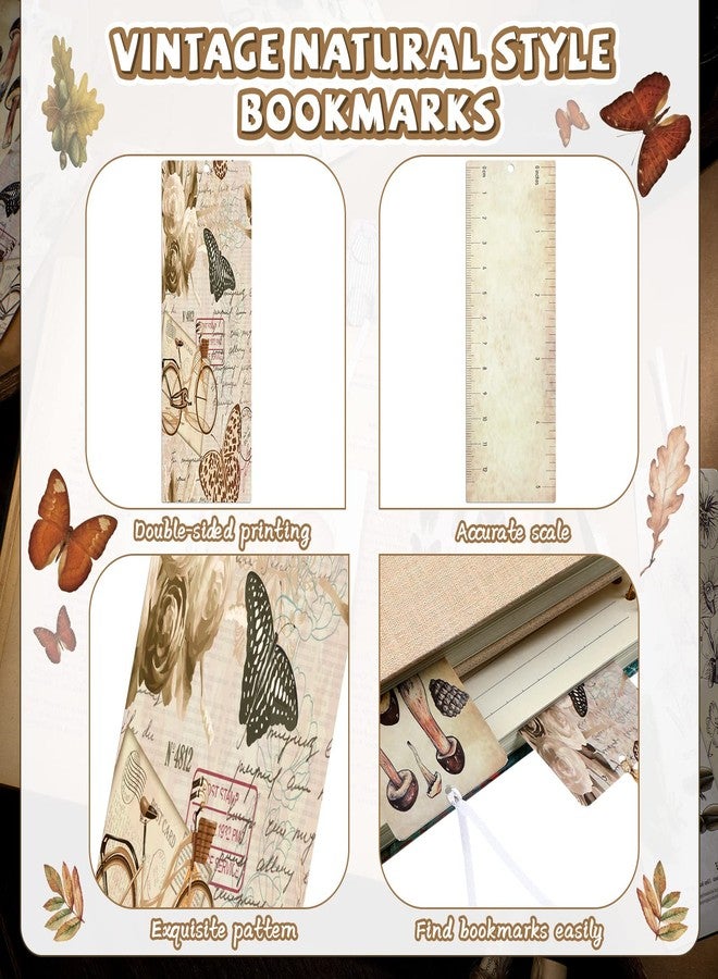 Chinco 120 Pack Vintage Natural Style Butterfly Flower Plant Bookmarks Vintage Bookmarks Page Clips Assorted Book Markers Set with Exquisite Pattern for Women, Students, and Book Lovers - Image 5