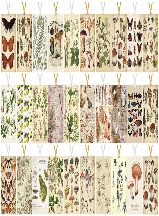 Chinco 120 Pack Vintage Natural Style Butterfly Flower Plant Bookmarks Vintage Bookmarks Page Clips Assorted Book Markers Set with Exquisite Pattern for Women, Students, and Book Lovers - Image 1