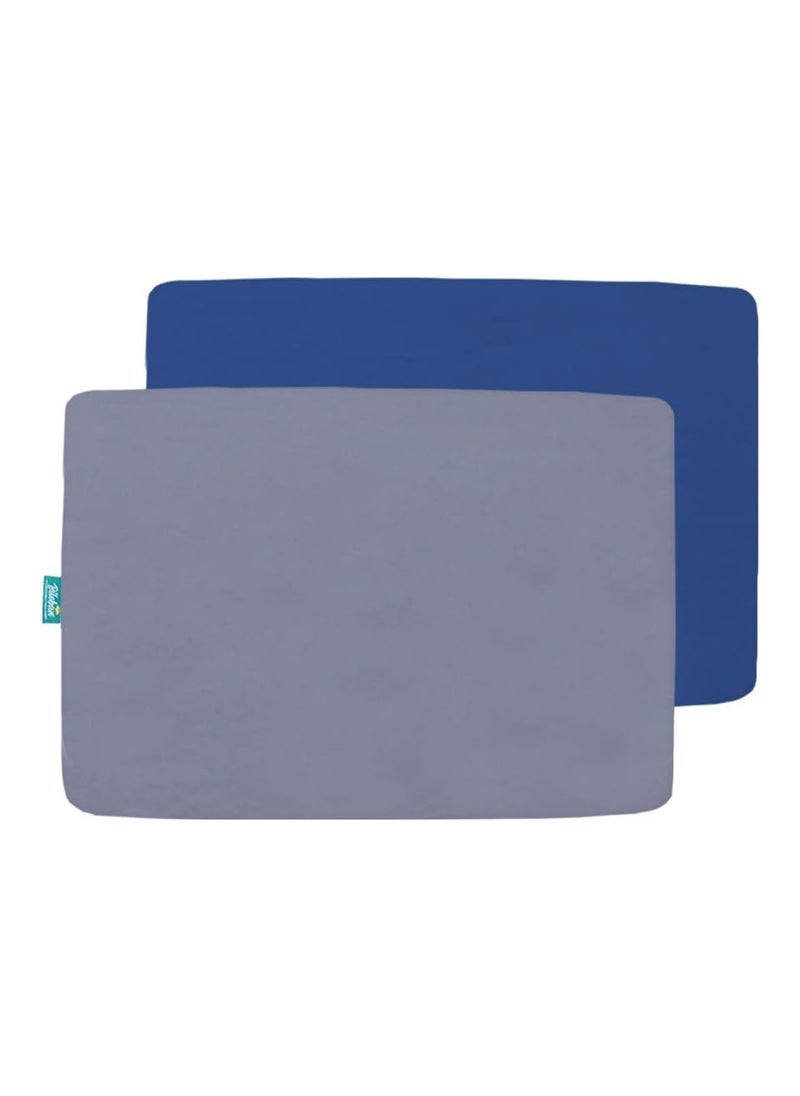Biloban Pack Of 4 Pack And Play Sheets, 39" X 27" Inches, Grey And Navy  - Image 2