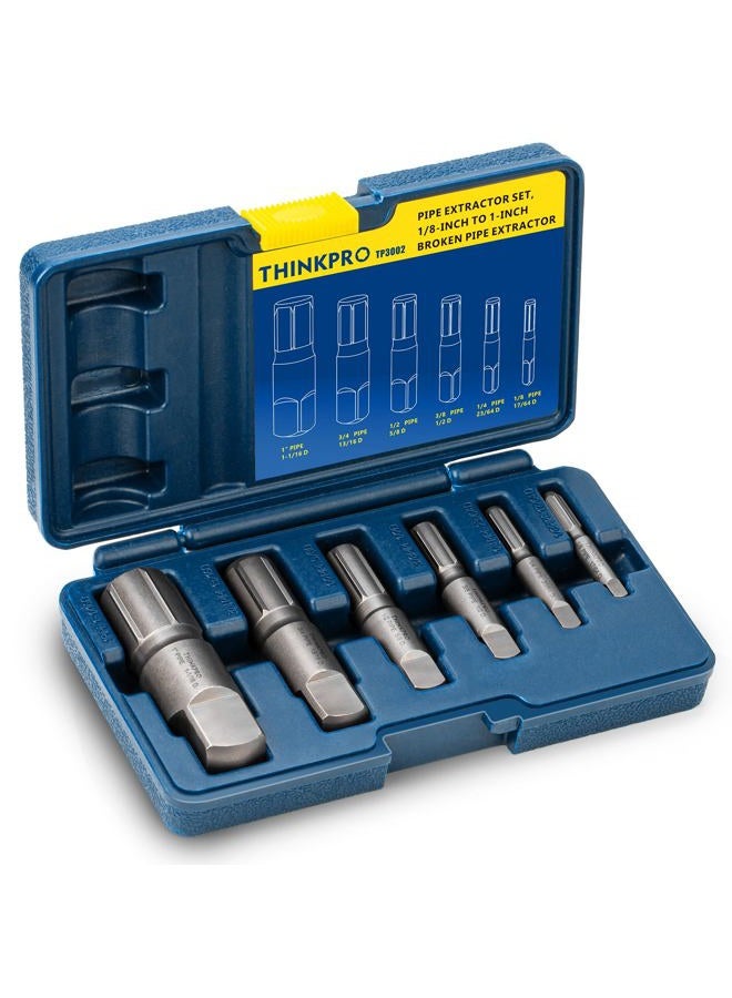 Thinkpro 6 Piece Pipe Extractor Set, 1/8 PIPE to 1 inch Tough Steel Extractors for Broken Pipes, Pipe Easy Out Extractor Set Damaged Threaded Ends of Pipe, Pipe Plugs (6-Piece) - Image 1