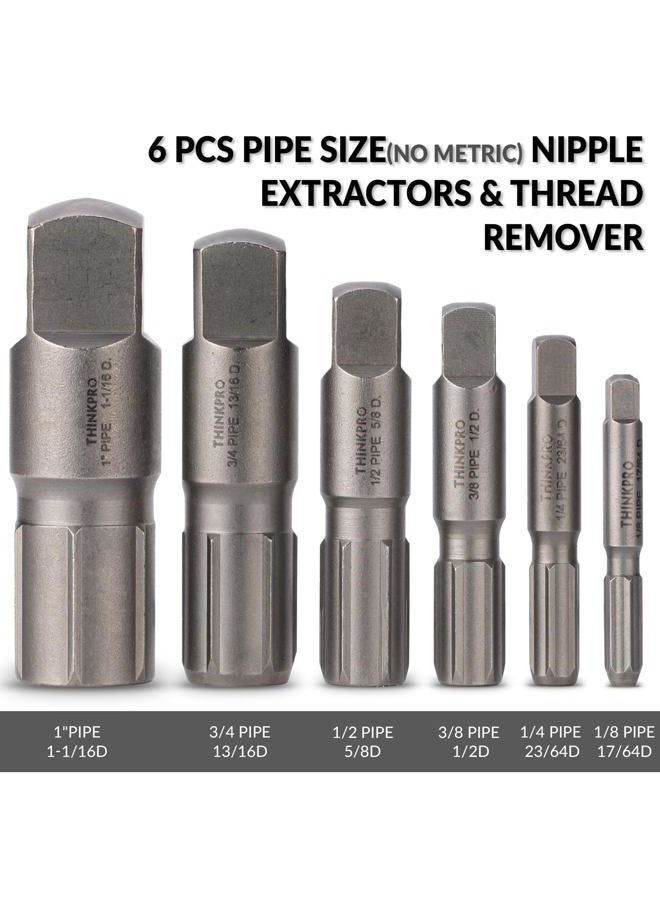 Thinkpro 6 Piece Pipe Extractor Set, 1/8 PIPE to 1 inch Tough Steel Extractors for Broken Pipes, Pipe Easy Out Extractor Set Damaged Threaded Ends of Pipe, Pipe Plugs (6-Piece) - Image 2