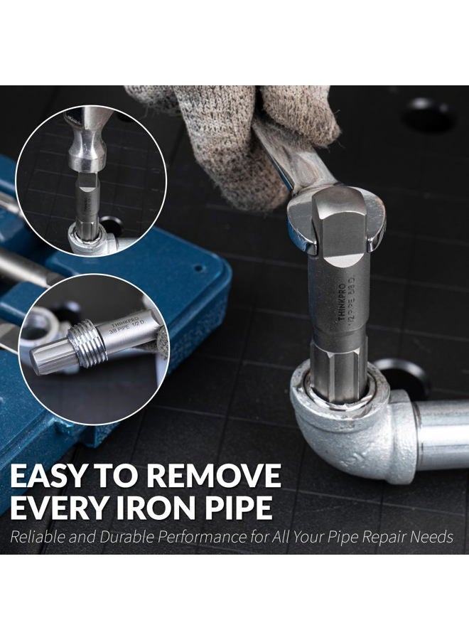 Thinkpro 6 Piece Pipe Extractor Set, 1/8 PIPE to 1 inch Tough Steel Extractors for Broken Pipes, Pipe Easy Out Extractor Set Damaged Threaded Ends of Pipe, Pipe Plugs (6-Piece) - Image 3