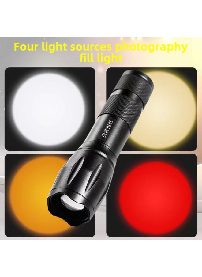 Generic Photography Fill Light Portrait Flashlight Sunset Light Warm Yellow Light Red Light Green Light Blue Light Colorful Photography Sunset Light-Color:Dual Light Source [White + Yellow] Aluminum Alloy  - Image 1