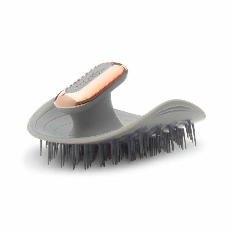 MANTA Pulse Electric Scalp Massage Brush â€“ Wet Exfoliating Scalp Massager, Shampoo Brush for Hair Growth with Shower Holder, Grey - Image 4