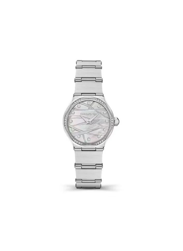 شيروتي 1881 CERRUTI 1881 Rendinara White Mother of Pearl Dial Watch for Women with Stainless Steel Bracelet - CRM35503