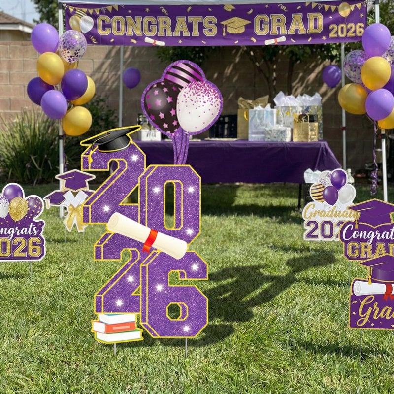 sewrung 2026 Graduation Decorations - 3.5FT Large Class 2026 Graduation Yard Sign Yard Decorations Congrats Graduation Lawn Signs 2026 Grad Yard Signs with Stakes for Outdoor Indoor Congrats Graduation Party Decoration Supplies - Image 3