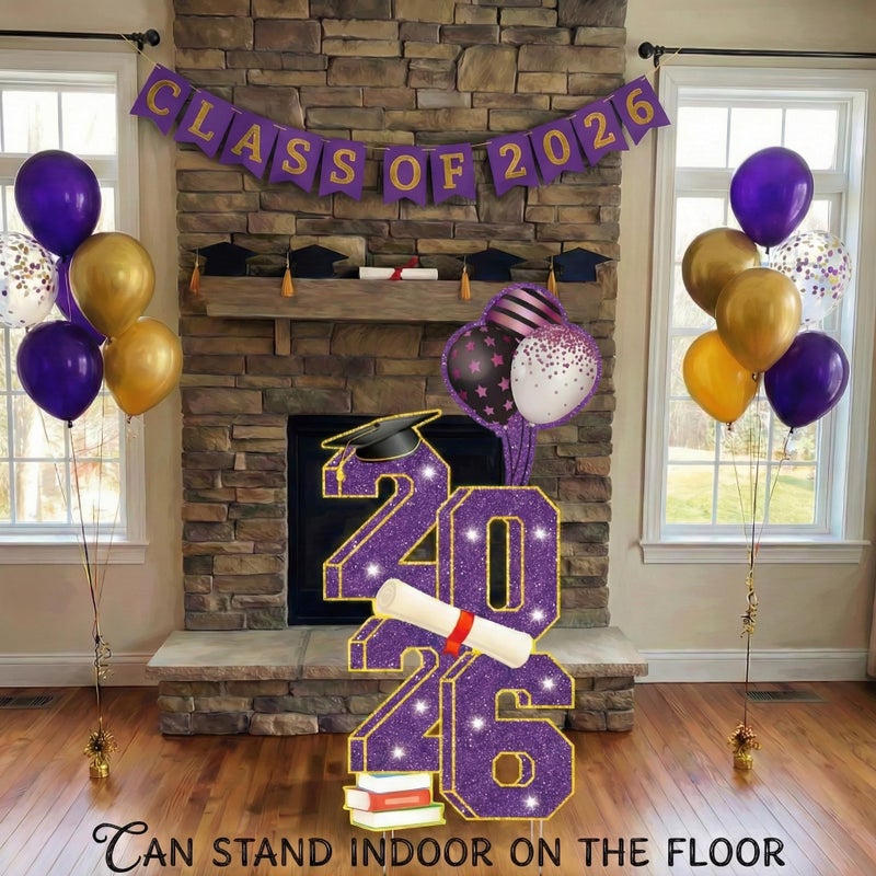 sewrung 2026 Graduation Decorations - 3.5FT Large Class 2026 Graduation Yard Sign Yard Decorations Congrats Graduation Lawn Signs 2026 Grad Yard Signs with Stakes for Outdoor Indoor Congrats Graduation Party Decoration Supplies - Image 5