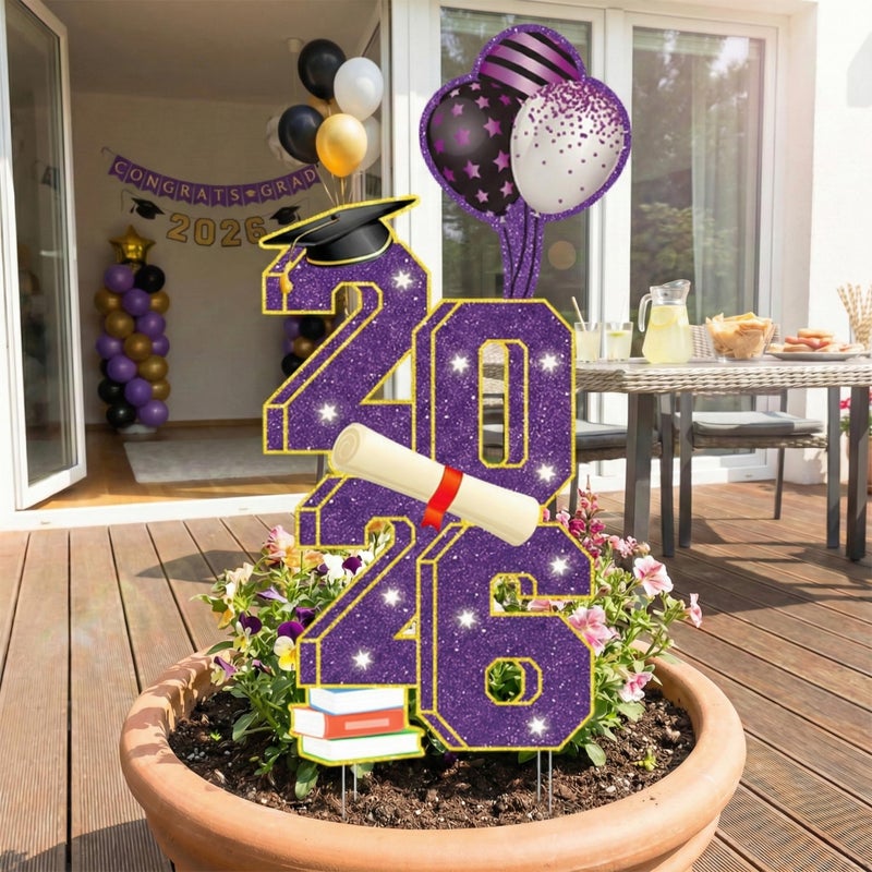sewrung 2026 Graduation Decorations - 3.5FT Large Class 2026 Graduation Yard Sign Yard Decorations Congrats Graduation Lawn Signs 2026 Grad Yard Signs with Stakes for Outdoor Indoor Congrats Graduation Party Decoration Supplies - Image 4