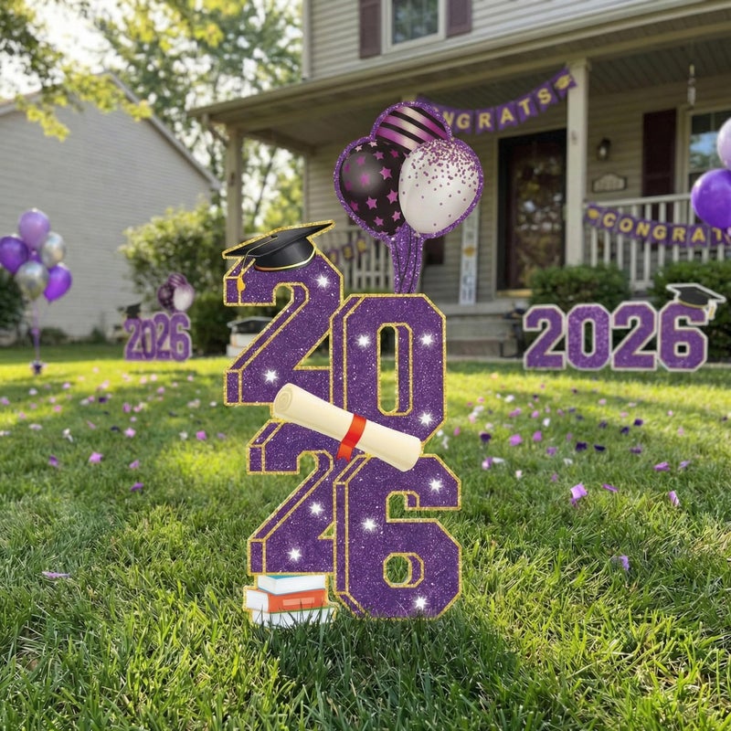 sewrung 2026 Graduation Decorations - 3.5FT Large Class 2026 Graduation Yard Sign Yard Decorations Congrats Graduation Lawn Signs 2026 Grad Yard Signs with Stakes for Outdoor Indoor Congrats Graduation Party Decoration Supplies - Image 1