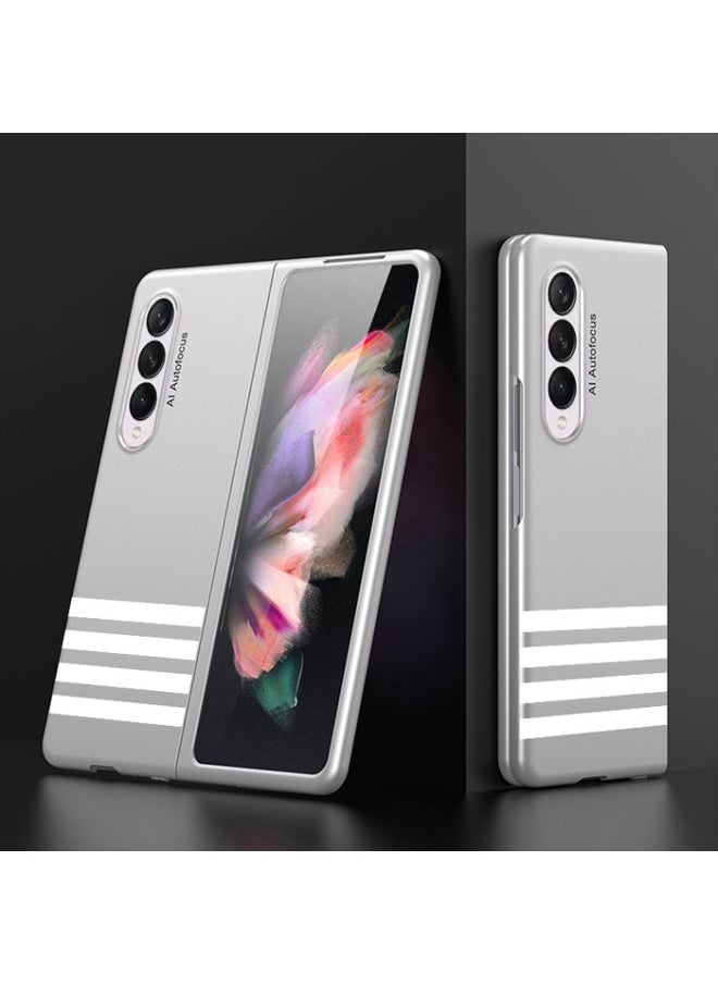 Generic Case Cover For Samsung Galaxy Z Fold 3 5G Ultra-thin Full Coverage Painted Protective Case Four Bars White 