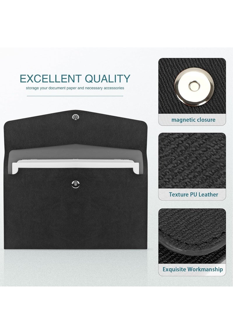 تراسل مجلد ملفات، مجلد ملفات من جلد البولي يوريثان A4 منظم ملفات حافظة ملفات حافظة ملفات، حافظة ملفات مغناطيسية مع إغلاق مغناطيسي للقرطاسية المدرسية المنزلية والمكتبية - Image 2