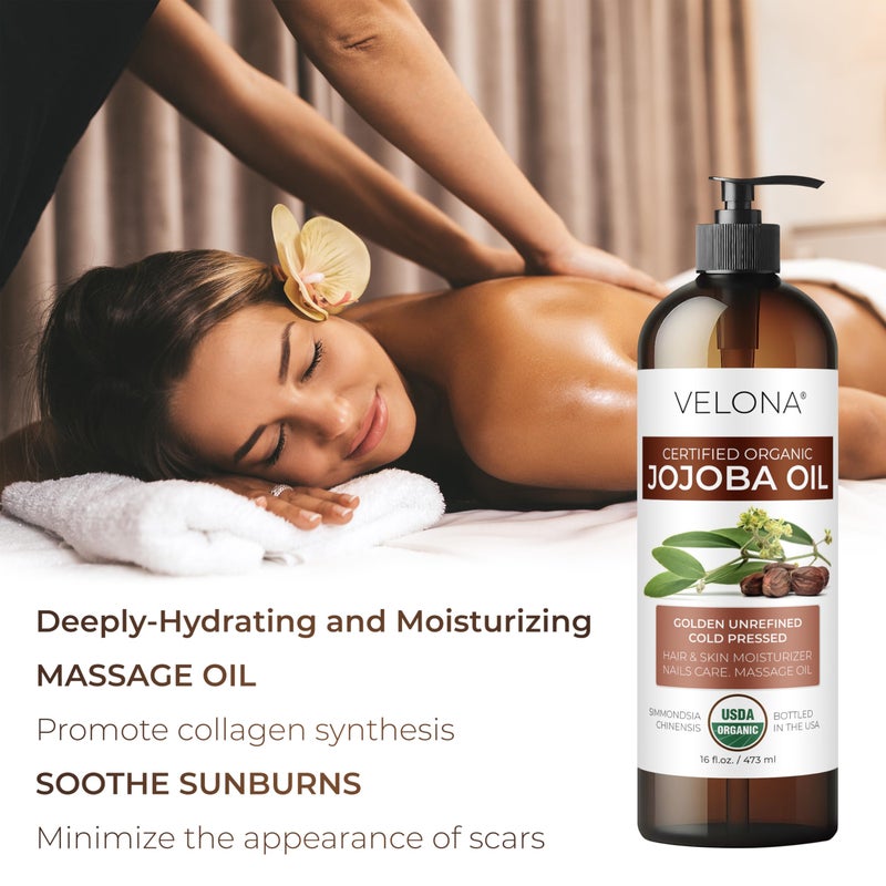 velona Jojoba Oil USDA Certified Organic - 64 Fl Oz | 100% Pure and Natural Carrier Oil| Golden, Unrefined, Cold Pressed, Hexane Free - Image 4