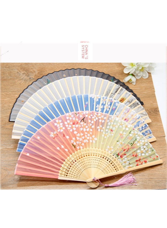 Loquat Ancient Folding Bamboo Fan Chinese Style Foldable Fan Student Gift Fan - Image 2
