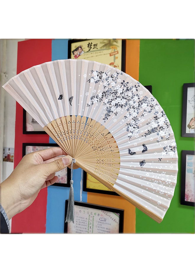 Loquat Ancient Folding Bamboo Fan Chinese Style Foldable Fan Student Gift Fan - Image 1