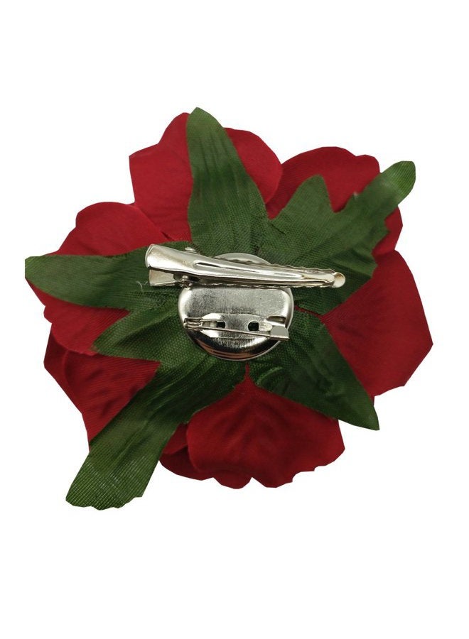 Sanrich La Homein Sanrich 4pcs/pack Fabric Rose Hair Flowers Clips Hairpin Brooch Hair Accessory Wedding Party Headpieces (red) - Image 2