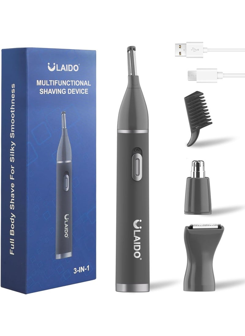 ULAIDO Ear and Nose Hair Trimmer for Men and Wome Painless 3 in 1 Mens Nose Hair Trimmers 2025 USB Rechargeable Facial  Body Detail Hair Trimmer Clipper with High Speed and DualEdge Blades 