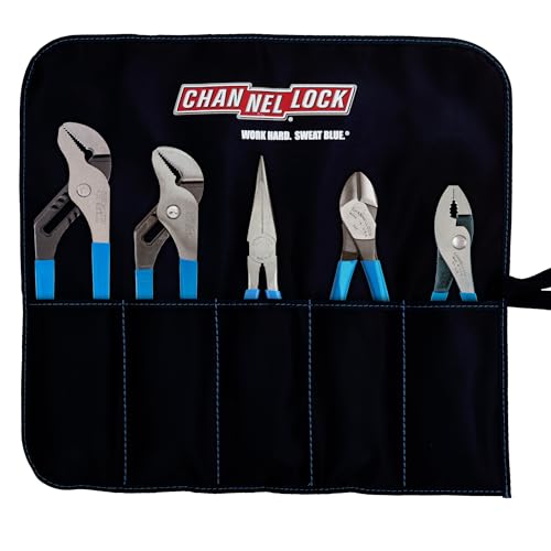 CHANNELLOCK TOOL ROLL-3 5pc Professional Pliers Set with Tool Roll, Made in USA, Includes Straight Jaw Tongue & Groove, Cutting, Long Nose, and Slip Joint Pliers, Forged High Carbon Steel - Image 3