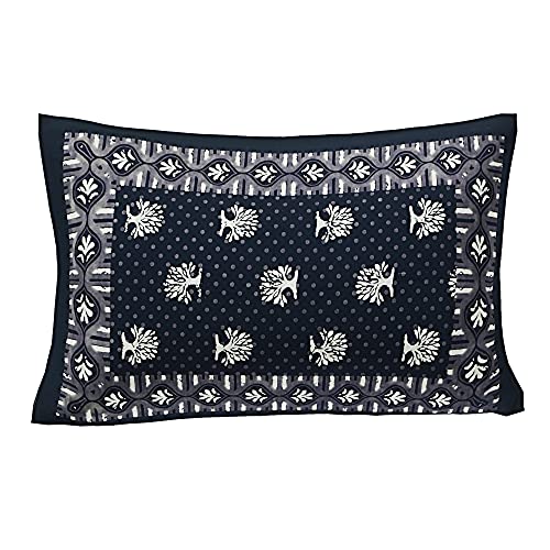 Braise Premium Dabu Print | 100% Pure Cotton | Single Bedsheet with 1 Pillow Cover (Dark Blue) - Image 2