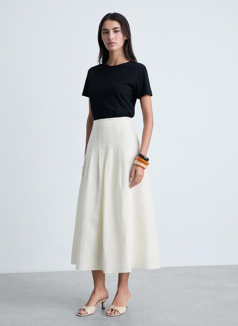 MANGO - Long Linen Skirt With Darts - Image 1