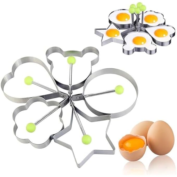 FUIN Eggs Rings Nonstick Egg Rings Crumpet Ring Mold Shaper For English Muffins Pancake Cooking Griddle Portable Grill Accessories For Camping Indoor Breakfast Sandwich Burger 5Pcs - Image 2