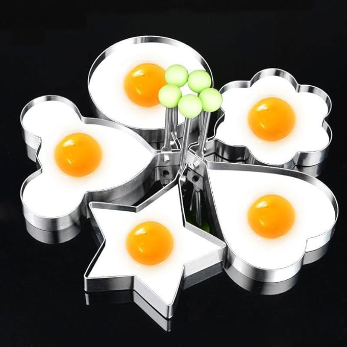 FUIN Eggs Rings Nonstick Egg Rings Crumpet Ring Mold Shaper For English Muffins Pancake Cooking Griddle Portable Grill Accessories For Camping Indoor Breakfast Sandwich Burger 5Pcs - Image 4