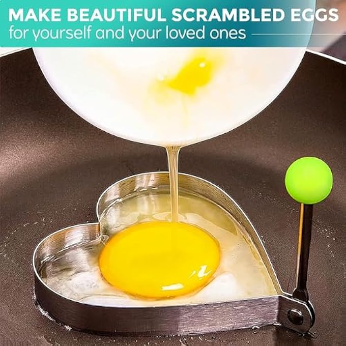 FUIN Eggs Rings Nonstick Egg Rings Crumpet Ring Mold Shaper For English Muffins Pancake Cooking Griddle Portable Grill Accessories For Camping Indoor Breakfast Sandwich Burger 5Pcs - Image 5