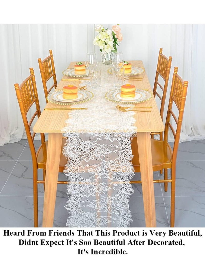 حَدُوي الدانتيل طاولة الجاري، مناسبة للزفاف ديكور عطلة حفل الاستقبال ديكور، منشفة طاولة شفافة، 35x300 سم - Image 3