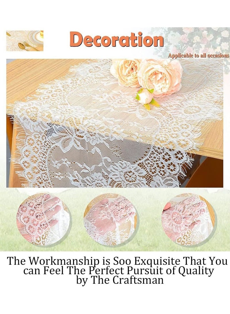 حَدُوي الدانتيل طاولة الجاري، مناسبة للزفاف ديكور عطلة حفل الاستقبال ديكور، منشفة طاولة شفافة، 35x300 سم - Image 2