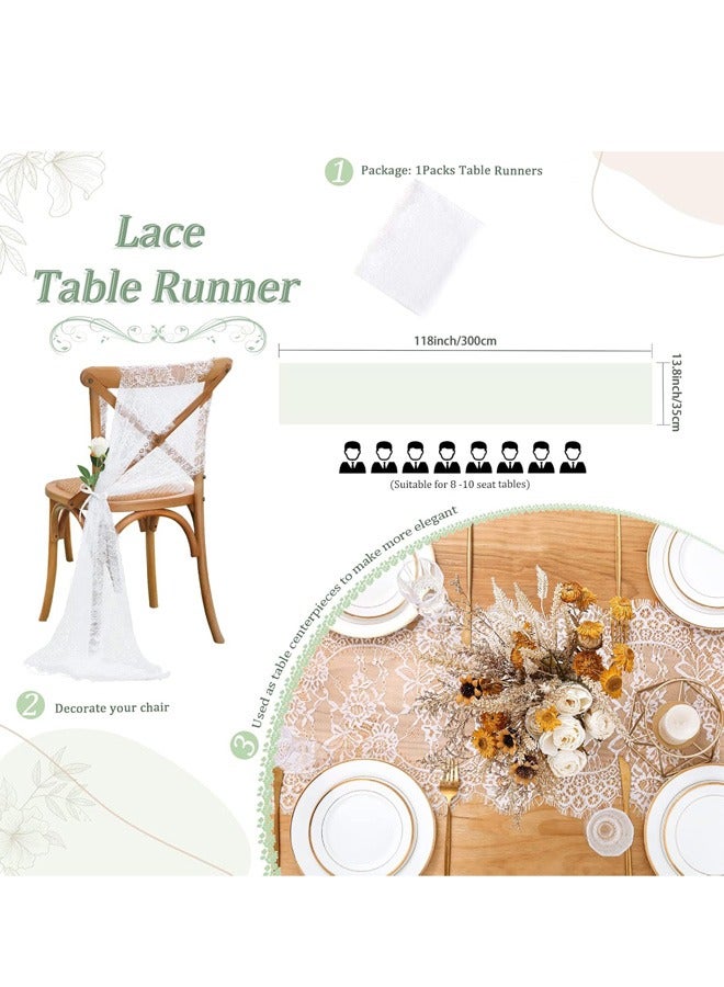 حَدُوي الدانتيل طاولة الجاري، مناسبة للزفاف ديكور عطلة حفل الاستقبال ديكور، منشفة طاولة شفافة، 35x300 سم - Image 5