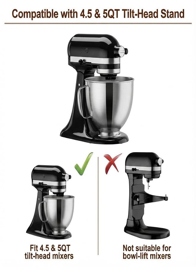 SCLWSS Stainless Steel Mixing Bowl Compatible with Kitchen Aid 4.5-5 QT Tilt-Head Stand Mixers, 5 Qt Bowls for Mixer with Stainless Steel Locking Base - Image 2