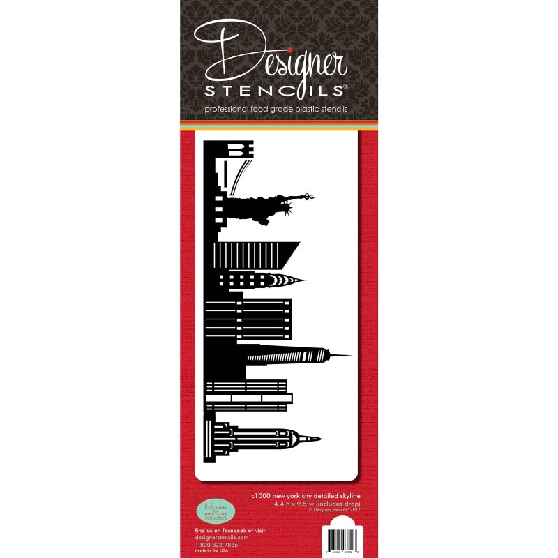 Designer Stencils New York City Detailed Skyline Cake Stencil Side C1000 by Designer Stencils