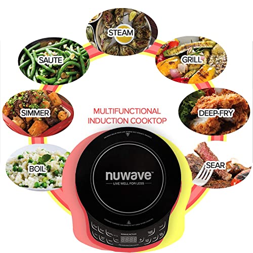 NUWAVE Flex Precision Induction Cooktop, 10.25” Shatter-Proof Ceramic Glass, 6.5” Heating Coil, 45 Temps from 100°F to 500°F, 3 Wattage Settings 600, 900 & 1300 Watts, 9” Duralon Ceramic Pan Included - Image 5