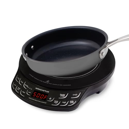 NUWAVE Flex Precision Induction Cooktop, 10.25” Shatter-Proof Ceramic Glass, 6.5” Heating Coil, 45 Temps from 100°F to 500°F, 3 Wattage Settings 600, 900 & 1300 Watts, 9” Duralon Ceramic Pan Included - Image 1