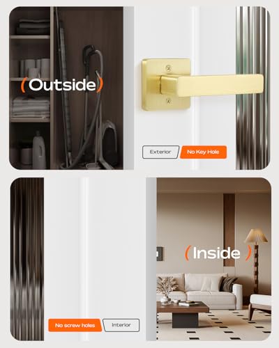 Leydebong 2 Pack Heavy Duty Dummy Door Handle Interior Lever Set, Single Sided Gold Door Knob for Interior Doors, Reversible for Right or Left Handles - Image 3