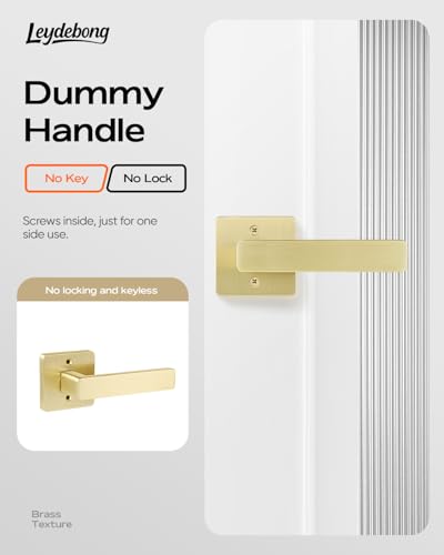 Leydebong 2 Pack Heavy Duty Dummy Door Handle Interior Lever Set, Single Sided Gold Door Knob for Interior Doors, Reversible for Right or Left Handles - Image 5
