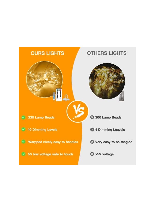 The Bros Curtain Lights, 300LED 3×3m Curtain String Lights with Remote, 8 Lighting Modes Dimmable Timer LED Curtain Lights, Fairy Lights with USB Powered for Bedroom, Party, Wedding, Home Decorations  - Image 5