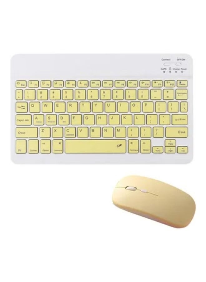 SHOPI Rechargeable Ultra-Slim Design Wireless Keyboard and Mouse Combo Yellow