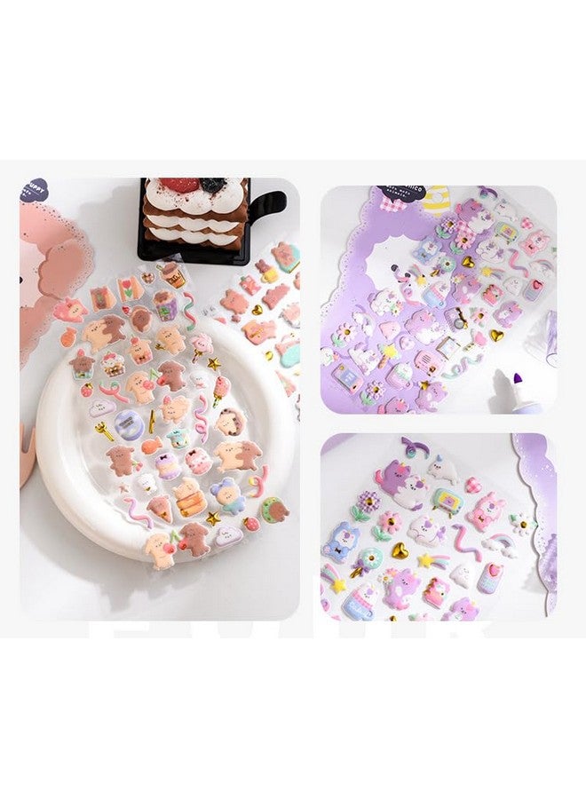 فنبلاست مجموعة ملصقات فن بلاست كاواي - 4 ورقات، 180 قطعة ملصقات منتفخة للأطفال، ملصقات ثلاثية الأبعاد للبنات، ملصقات جمالية، ملصقات لطيفة، ملصقات إسفنجية للأطفال، ملصقات حرفية، ملصقات ذاتية اللصق - Image 3