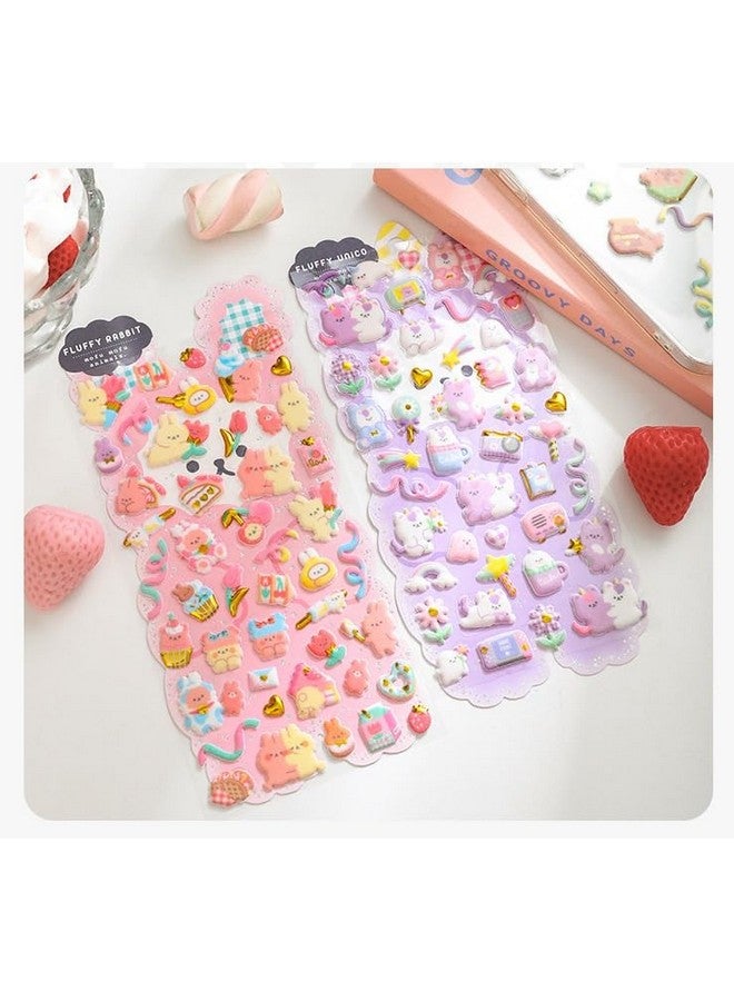 فنبلاست مجموعة ملصقات فن بلاست كاواي - 4 ورقات، 180 قطعة ملصقات منتفخة للأطفال، ملصقات ثلاثية الأبعاد للبنات، ملصقات جمالية، ملصقات لطيفة، ملصقات إسفنجية للأطفال، ملصقات حرفية، ملصقات ذاتية اللصق - Image 4