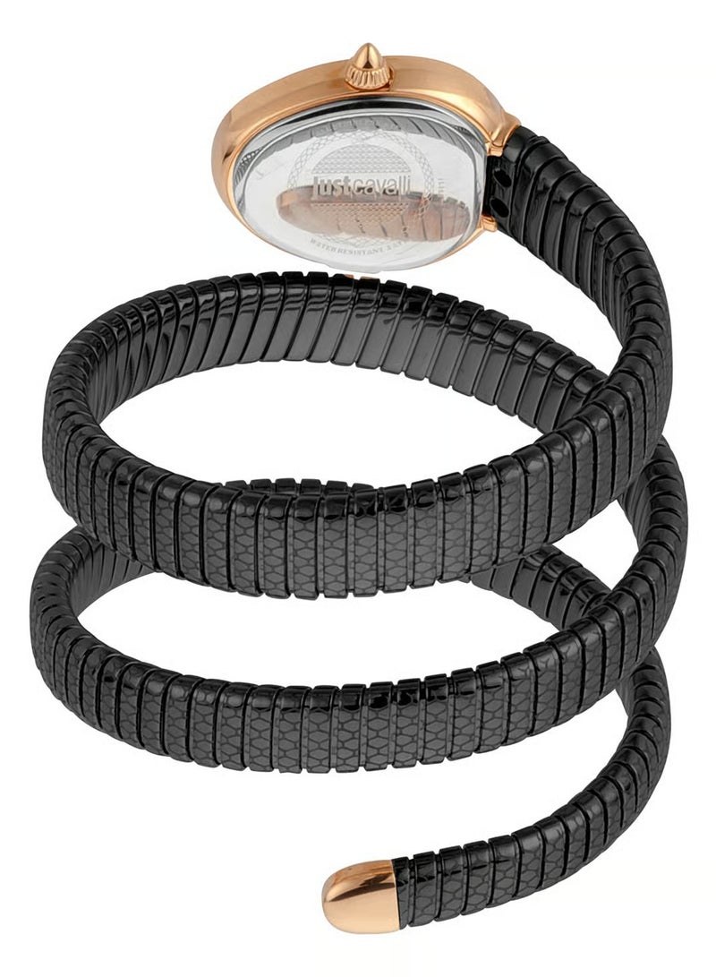 جي سي ساعة جست كافالي للنساء من الفولاذ المقاوم للصدأ ذهبي وردي من الفولاذ المقاوم للصدأ، سوار أسود | JC1L163M0045 - Image 2