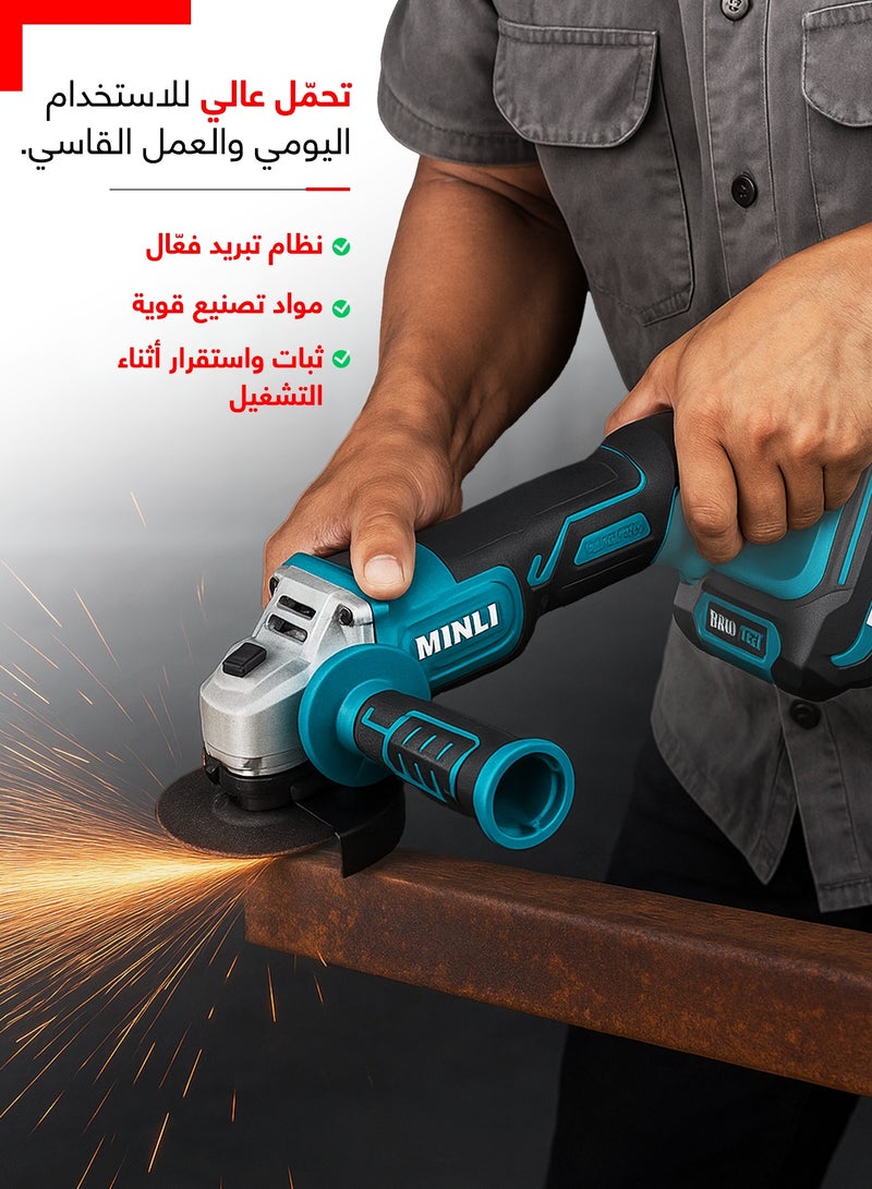 MINLI Cordless Angle Grinder 18V – Powerful 4” Battery Grinder for Cutting, Polishing & DIY Tasks – Portable, Fast Charging, Long Battery Life - Image 2