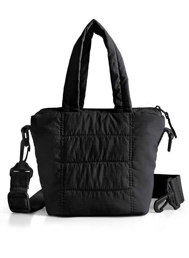 Smasrob Mini Puffer Crossbody Bag for Women with RFID Blocking Pocket, Small Quilted Crossbody Purse with Handles, Black - Image 1