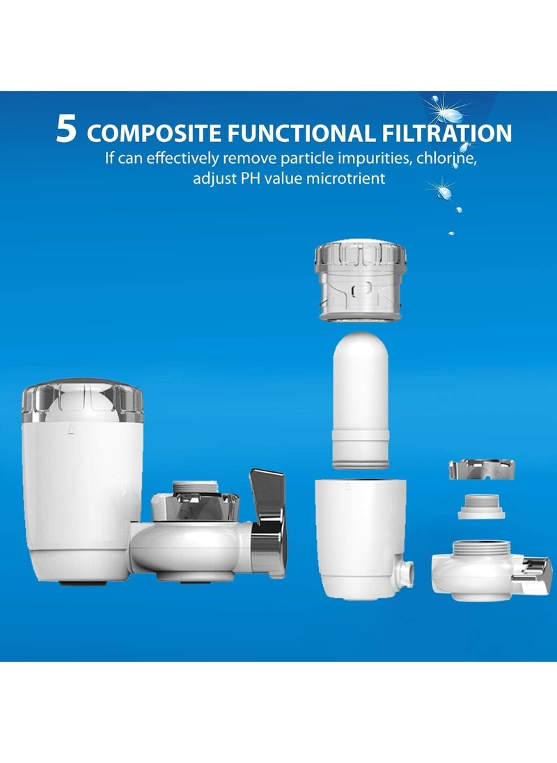 SYOSI - Universal Faucet Water Purifier Filter 4Pcs Diatom Ceramic Coconut Shell Activated Carbon Filter Home Faucet Filter Efficient Filtration Reduces Lead Chlorine - Image 1