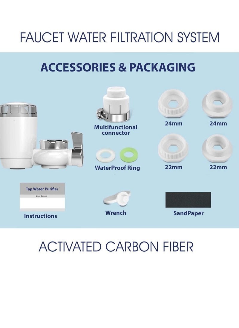 SYOSI - Universal Faucet Water Purifier Filter 4Pcs Diatom Ceramic Coconut Shell Activated Carbon Filter Home Faucet Filter Efficient Filtration Reduces Lead Chlorine - Image 1