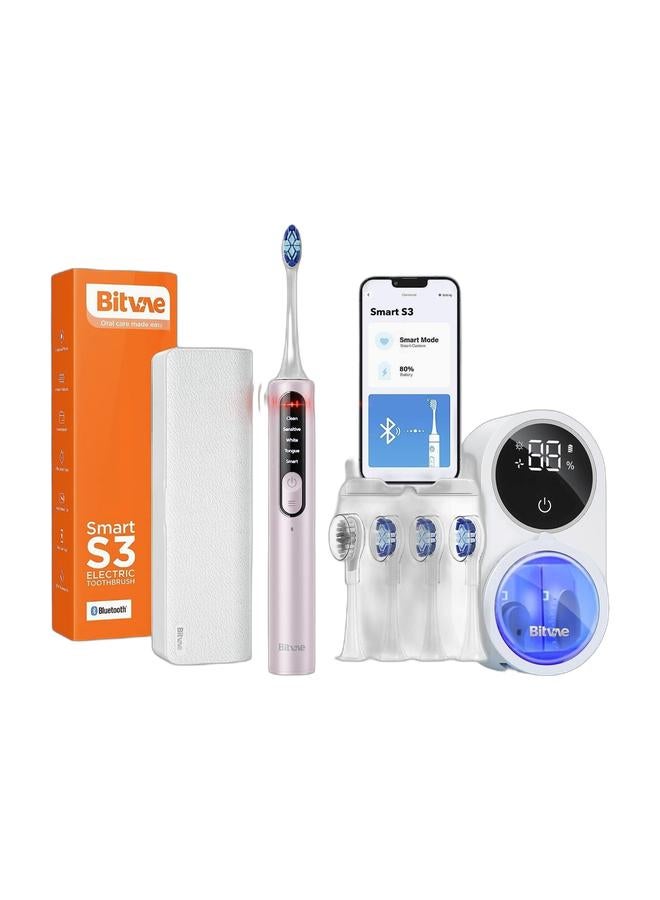 Bitvae BV S3 Electric Toothbrush for Adults, Sonic Power Toothbrush with Smart Pressure Sensor, 8 Brush Heads, Bluetooth Automatic Toothbrush With Premium Travel Case & UV Toothbrush Sanitizer with Holder | Electric & Manual Toothbrush UV-C Sterilizer | Wall-Mounted Rechargeable Toothbrush Cleaner with Air-Drying System | LED Display | Travel-Friendly USB-C Hygiene Case Bundle - Image 1