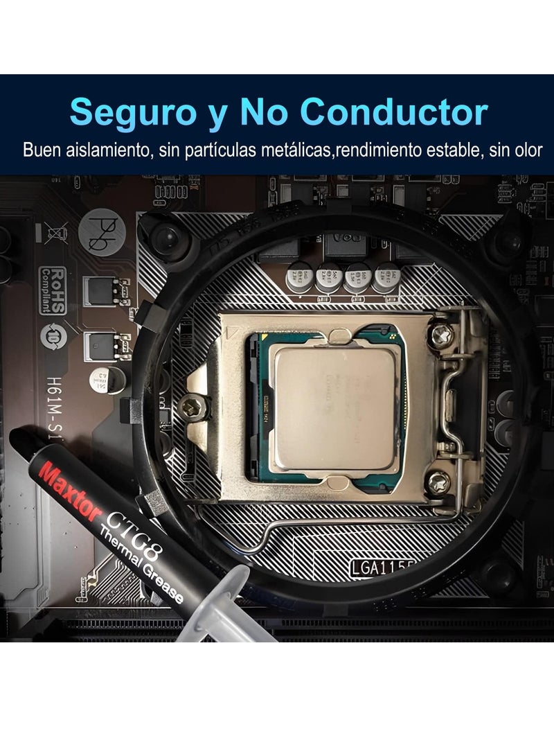 Professional Thermal Paste (4 g) for Cooling All Processors (CPU, GPU - PC, PS4, Xbox), Thermal Paste Thermal Conductivity up to 12.8 / m.k, Long Lasting, Non-Conductive, Non-Capacitive - Image 4