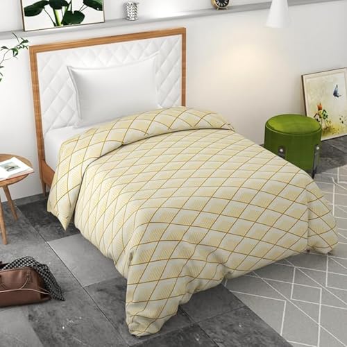 BELVOSTUM Soft Cotton Duvet Cover for Single Bed | Printed Quilt & Blanket Cover | Razai Cover with Zipper Closure | Soft & Breathable Bedding Cover (90X60) Inches (Beige) - Image 1