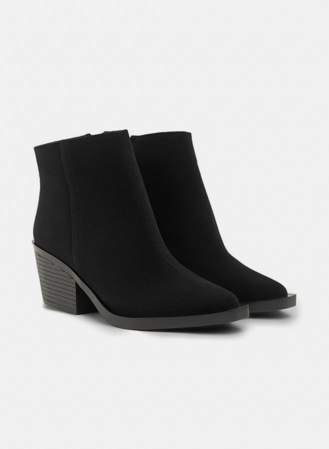 Suede Zip Short Ankle Boot